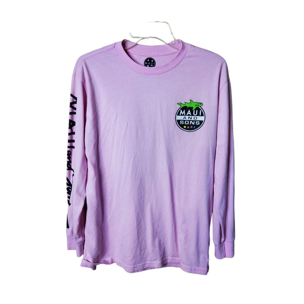 vintage maui and sons womens pink long sleeve shirt size medium